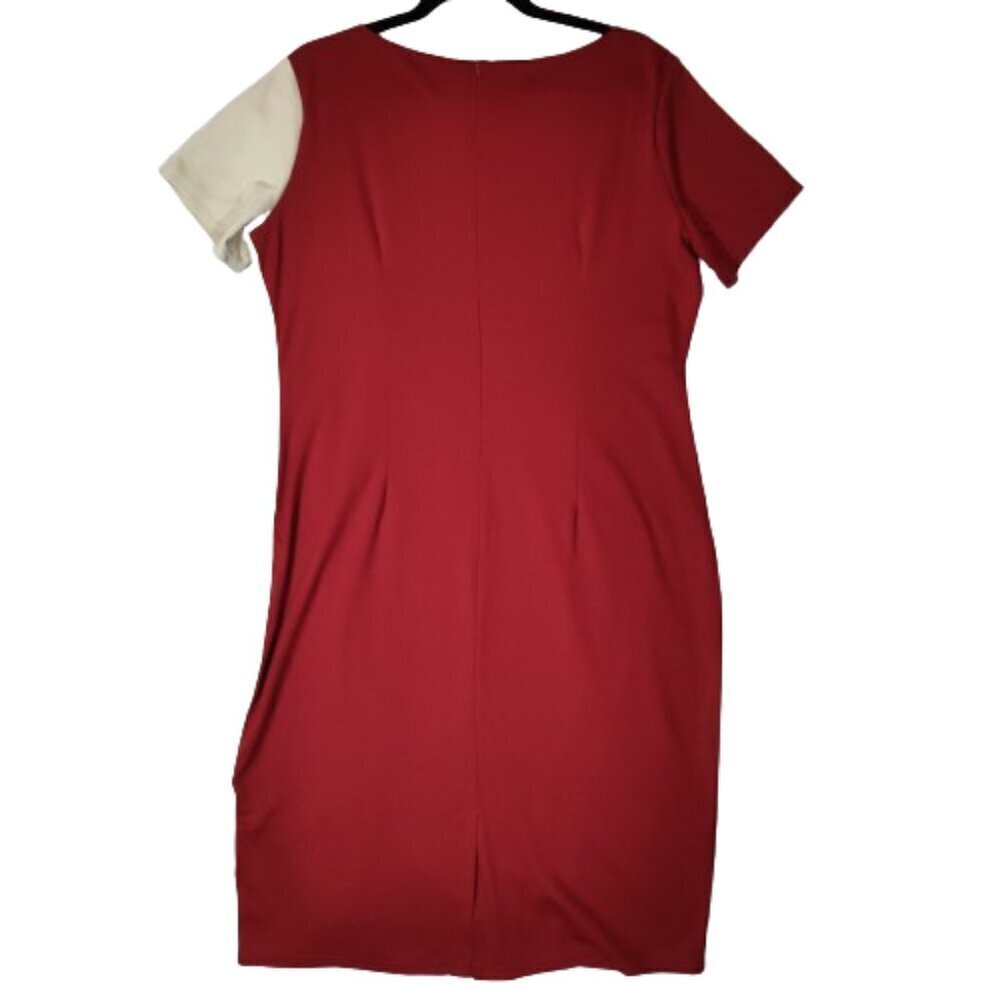 Red & Cream Sz. 2XL OKLICH Pencil Dress - Picture 2 of 5